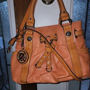 ROSETTI WOMEN'S HANDBAG PURSE BRIGHT ORANGE DOUBLE HANDLE WITH SHOULDER STRAP